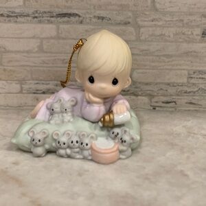 Enesco Precious Moments Figurine Ornament in Cream, Pink, Mint